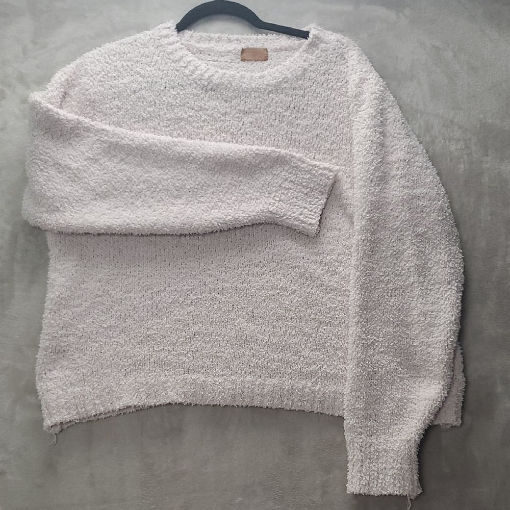 POL | MEDIUM WOMENS | FUZZY COZY OVERSIZED KNIT SWEATER in PALE PINK JP2A 133793